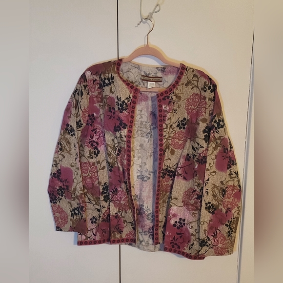 TUDOR COURT House Coat Mandarin Collar  Size L 100% Cotton - Picture 1 of 6